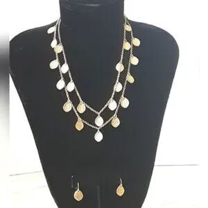Chic Gold and Silver Pendant Necklace Set